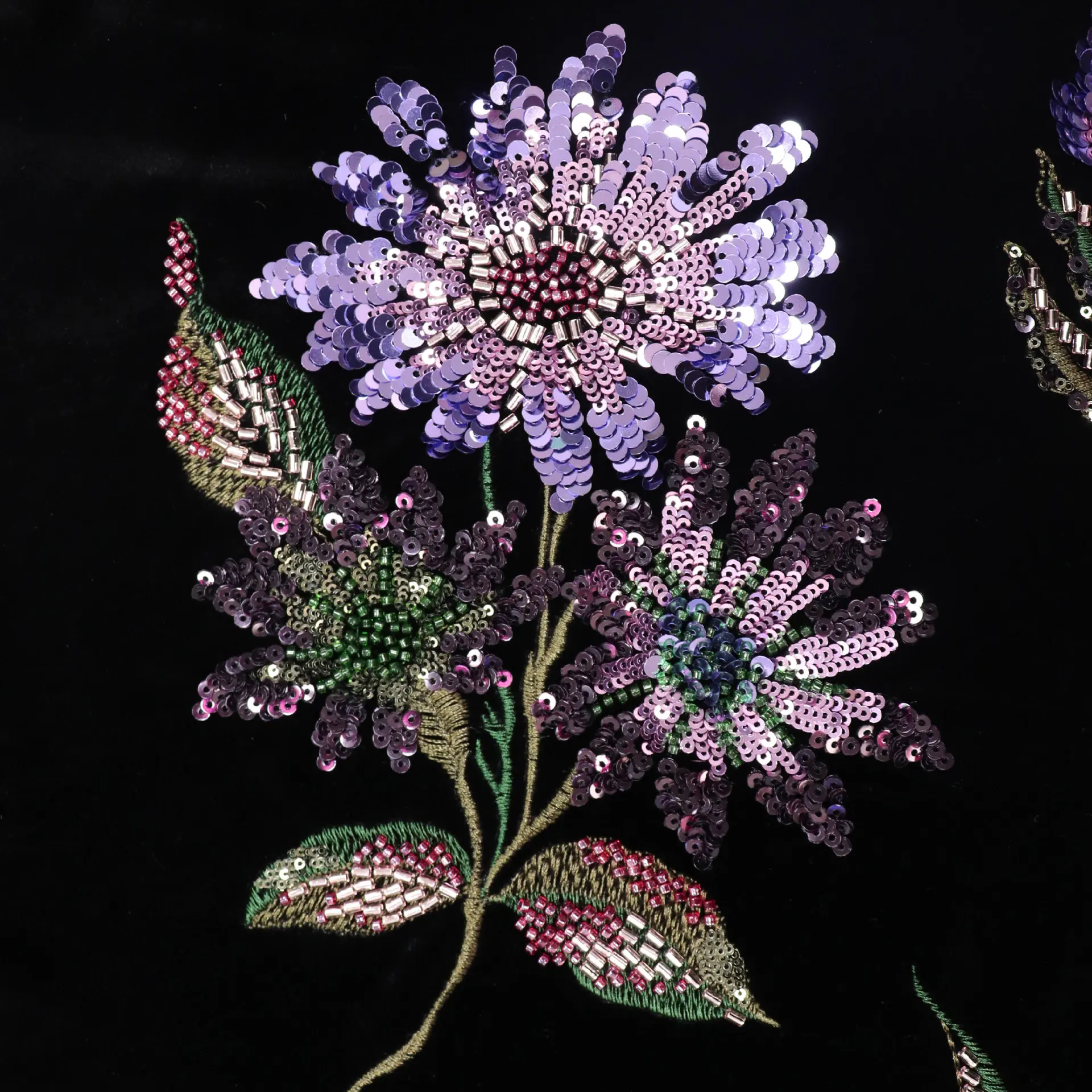 

3D Three-Dimensional Flower Bead Tube Sequin Embroidered Velvet Trench Coat Wedding Dress Little Chanel Style Suit Fabric