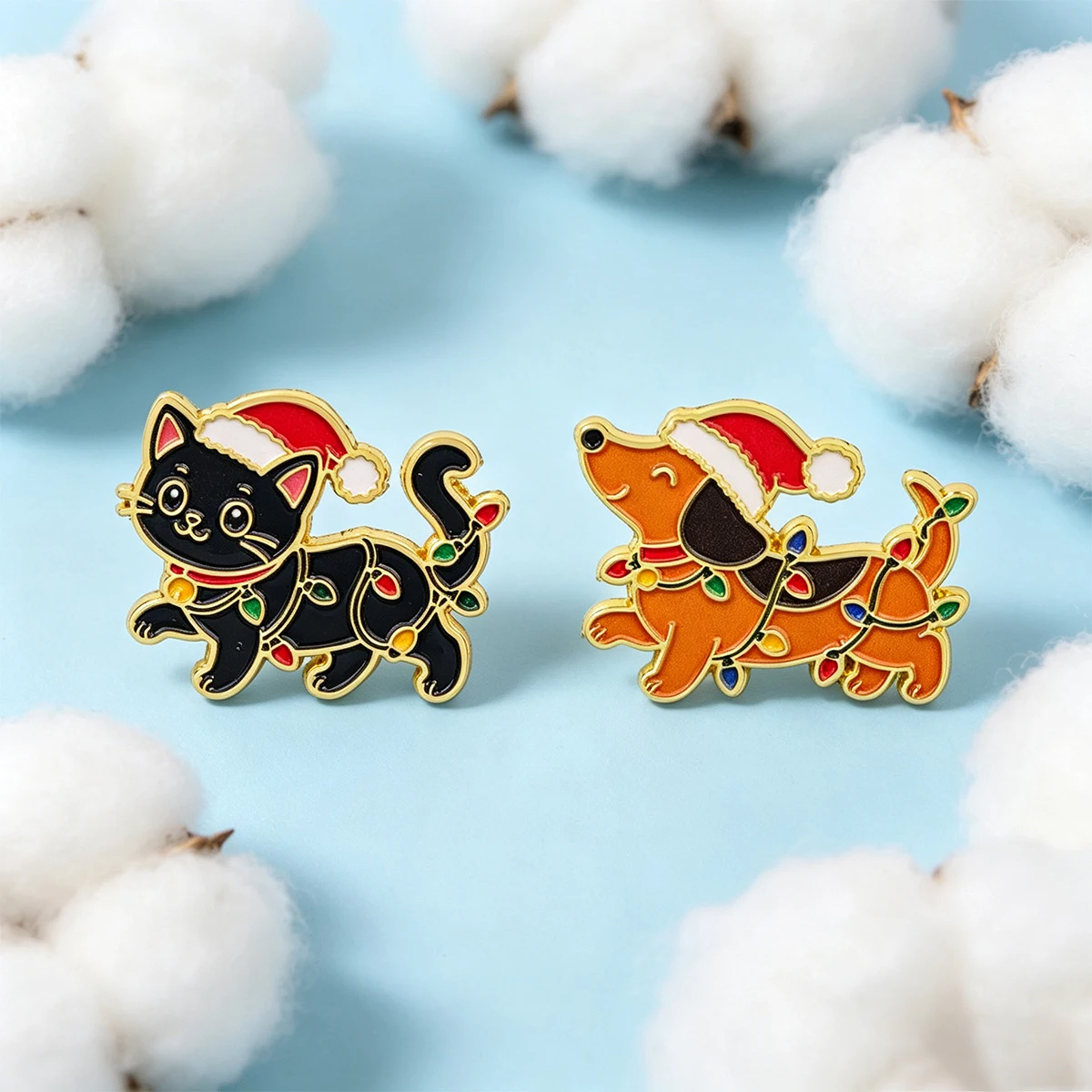 2개/세트 귀여운 크리스마스 검은 고양이 에나멜 핀 만 - Embroidery Simple 리뷰 및 가격