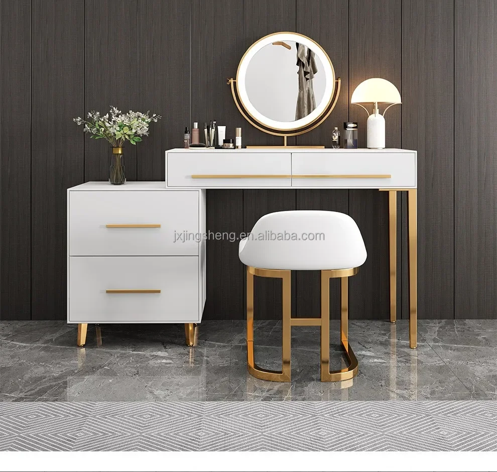 Trending Bedroom Furniture Luxury Ladies Dressing Table Modern Makeup Table with LED Light