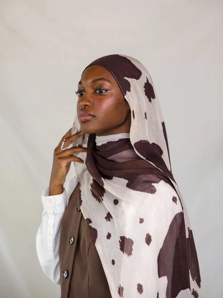 

Новый двусторонний модальный хиджаб-шарф с акварельным принтом «Леопард и лесная пейза» для женщин, мусульманские модные тюрбаны для женщин