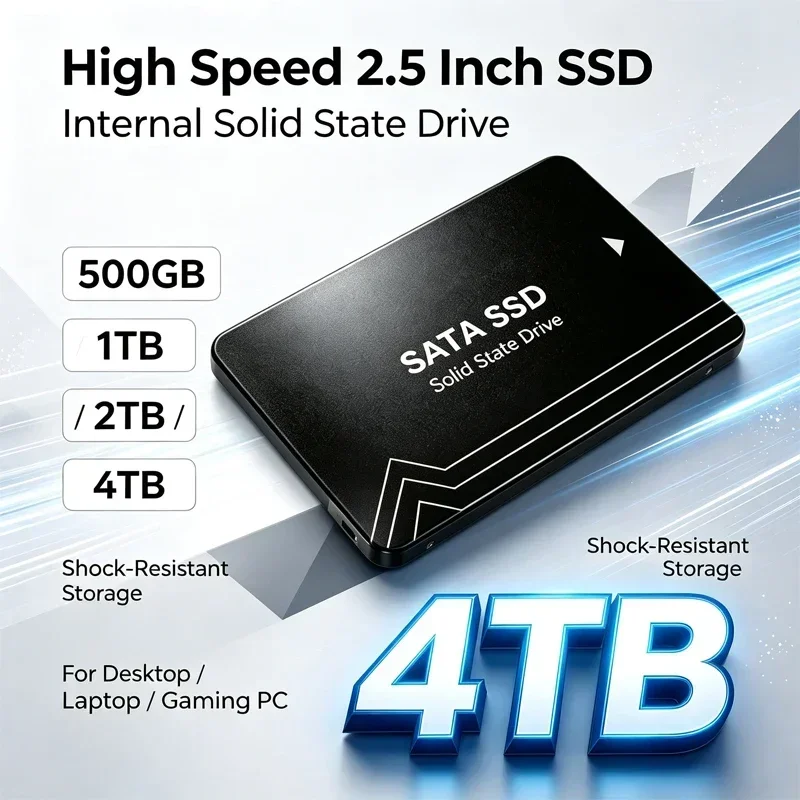 High Speed 2.5" SSD Internal Solid State Drive 500GB 1TB 2TB 4TB Shock-Resistant Storage Disk For Desktop Laptop Gaming PC
