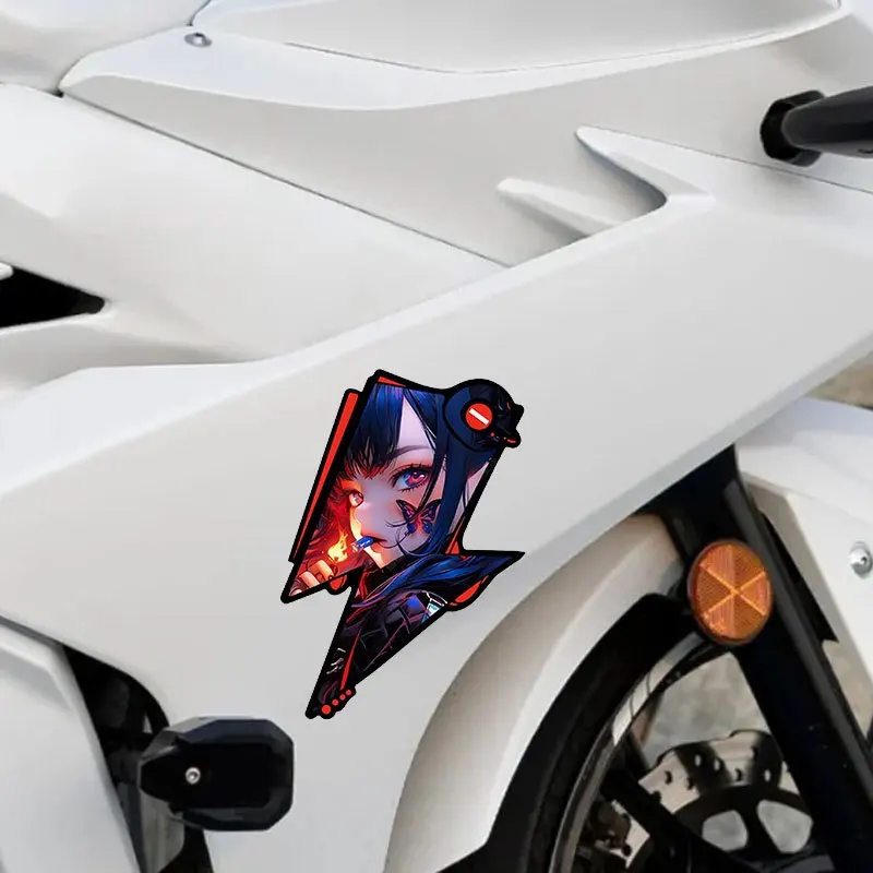

1PC Anime Girl Lightning Bolt Waterproof Vinyl Stickers For Car Motorcycle Helmet Laptop Bike Decor Decal