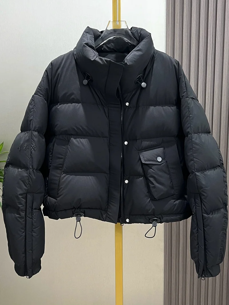 Damen ort Puffer Jaet Du Down Thiened Wintermantel Koreanisches SLE-Brot-Design Lässige Passform Hohe Taille Reißverschluss