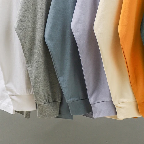 Imagen 2 del producto Dukeen-Camiseta pesada de manga larga para hombre, camisas 100% de algodón, camisetas de Color sólido de gran tamaño, camisetas lisas, ropa para hombre, 280g