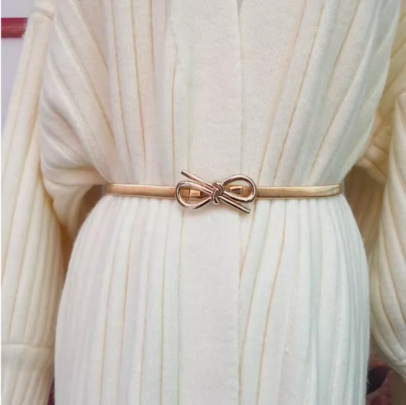 

Elastic thin belt women's matching skirt gold elastic waist chain decorative dress simple and versatile metal girdle skirt.