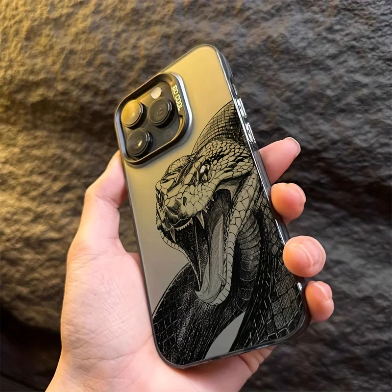جراب هاتف جرافيك بتصميم كوبرا أسود لهاتف أيفون ، غطاء خلفي ، أيفون 16 ، 15 ، 14 ، 13 ، 12 ، 11 ، X ، XR ، XS ، SE2 ، SE ، 8 ، 7 ، plus Pro Max ، Mini ، PC #2