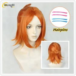 W magazynie Syntetyczne Anime Aoi Yuta Aoi Hinata Cosplay Peruka 2Wink Krótka 35cm Pomarańczowo-żółta Pół wiązana peruka Żaroodporne peruki do włosów