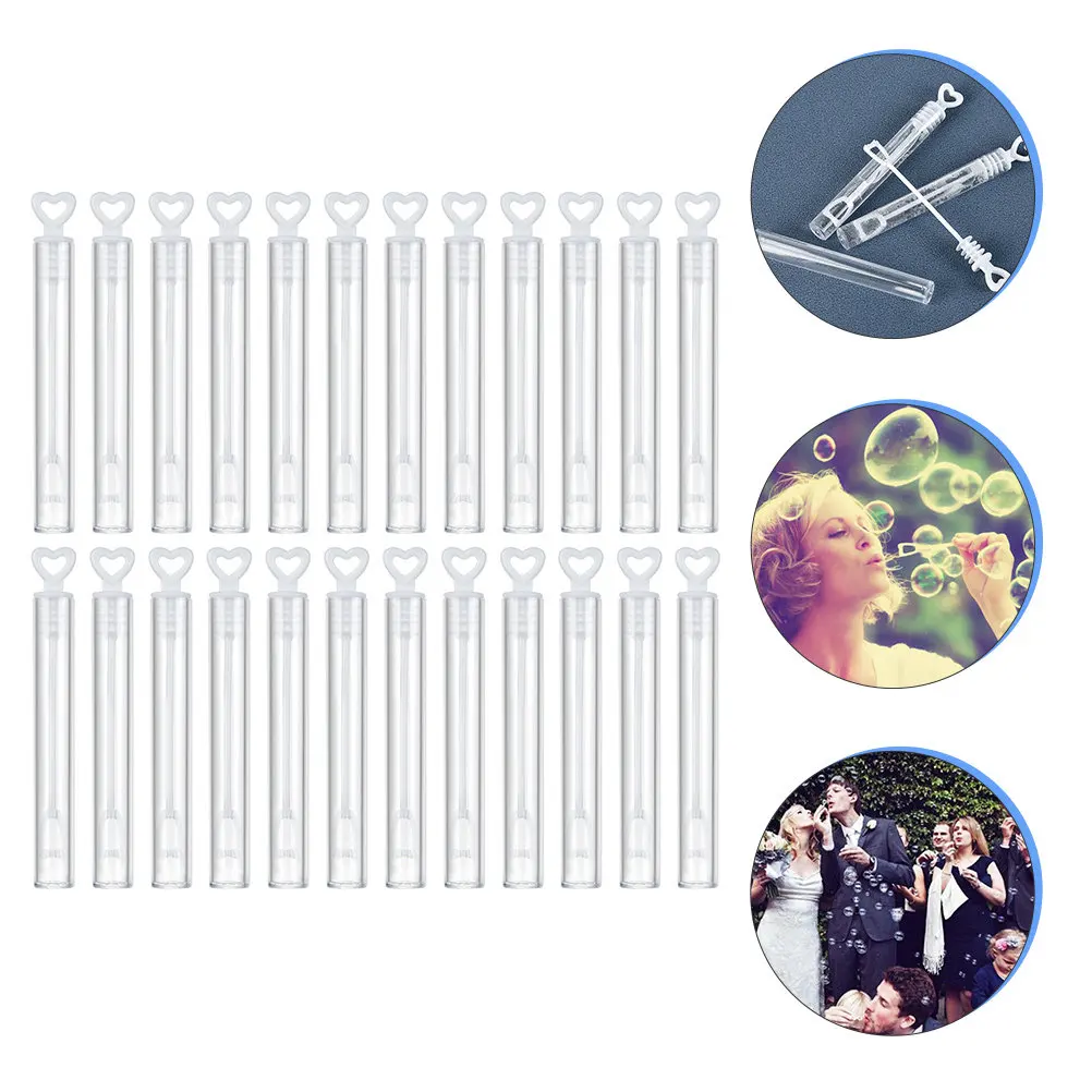 

24Pcs Heart Bubble Wands Mini Wedding Plastic Refillable Lightweight Outdoor Party Fun Summer Kids Heart Bubble Wands Toy