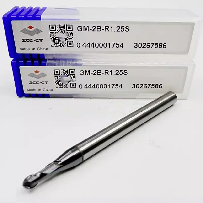 GM-2B-R1.25S ZCC.CT GM-2B Whole alloy tungsten steel ball end mill 2 Flutes Ball End Mills Φ2.5R1.25*4*5*50 2T Ball End Mills