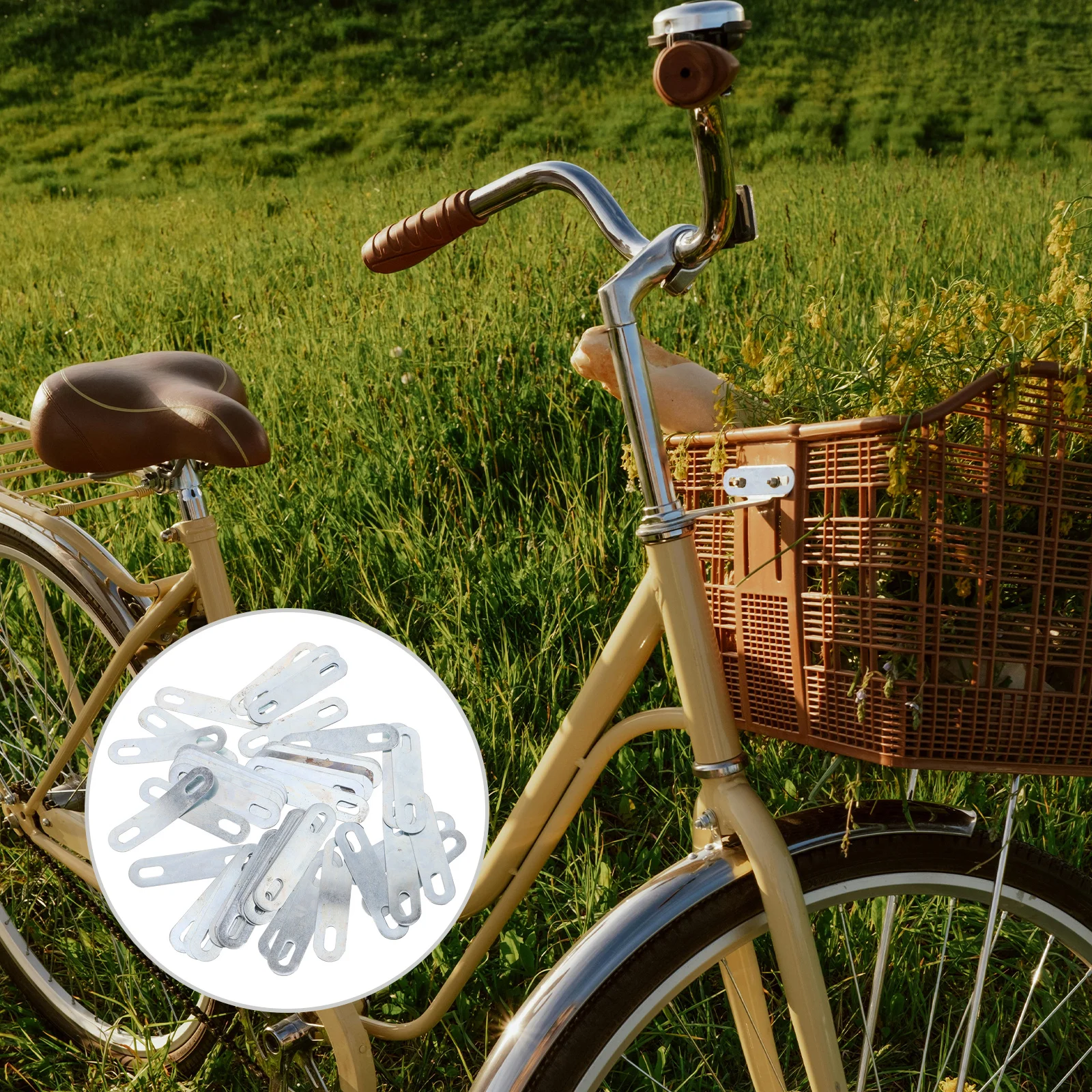 

50Pcs Bicycle Basket Mounting Plate - Metal Bike Rear Rack Adapter Kit for Secure Basket Fixing on Mountain Electric Folding