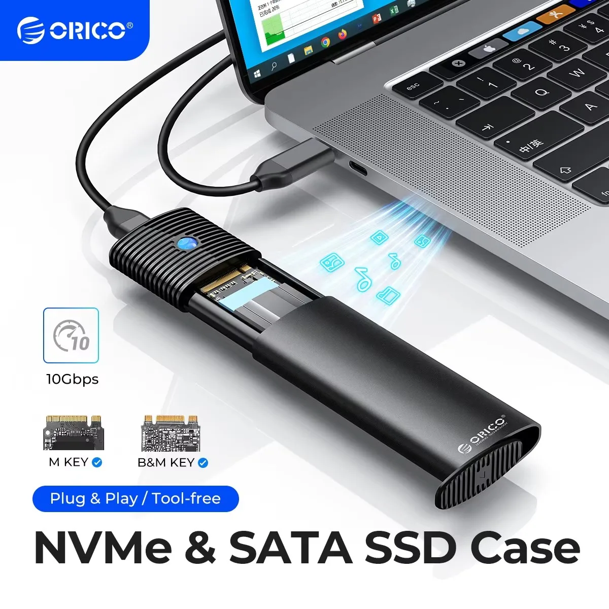 

ORICO Dual Protocols M.2 NGFF NVMe Корпус Внешний SSD Корпус USB 3.2 Type C Жесткий Диск Крышка Диска 10Gbps HD Ящик Для Хранения Дом