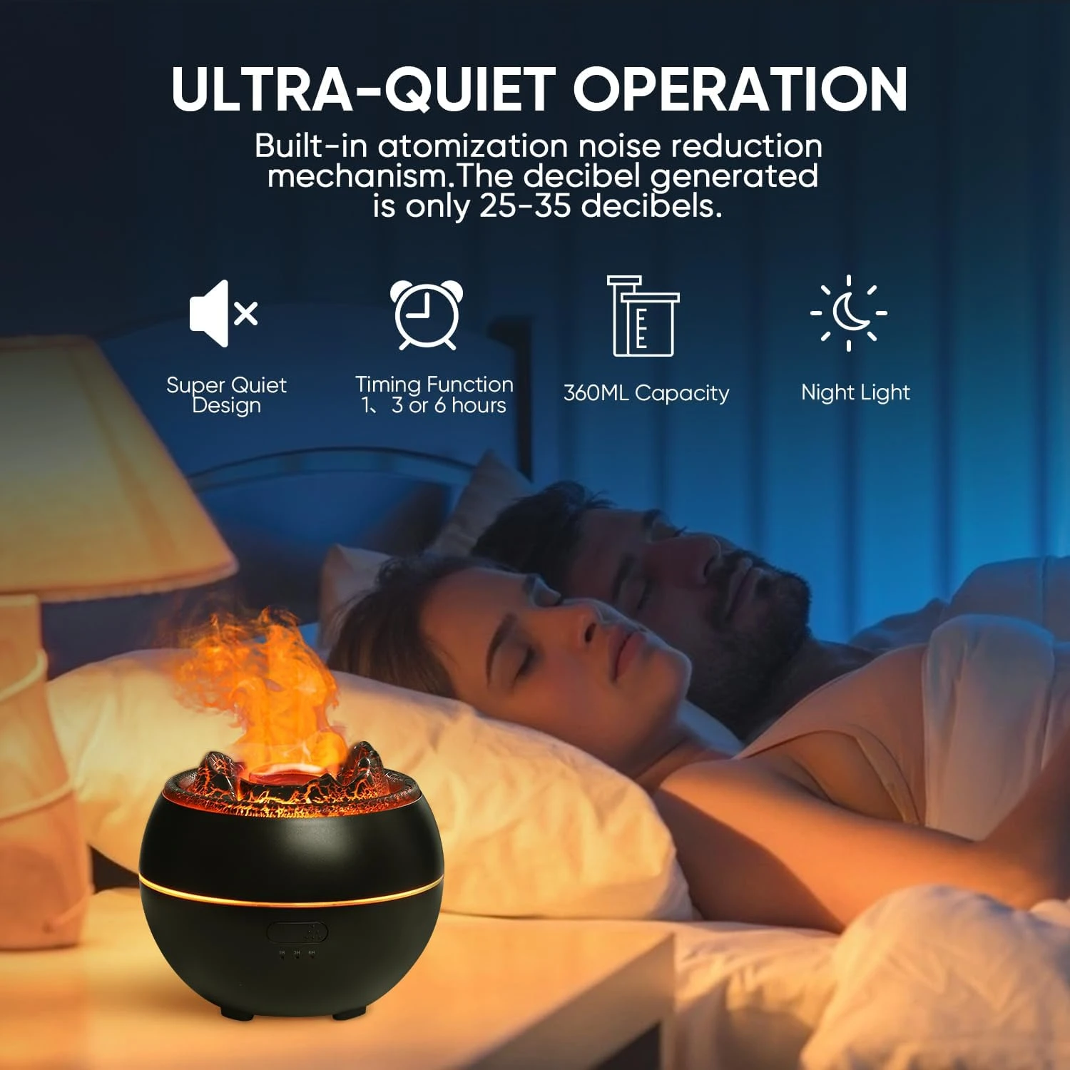 Enhance Your Space with Soothing Black Volcano Flame Ultrasonic Aromatherapy Essential Oil Diffuser - Cool Mist Humidifier for B