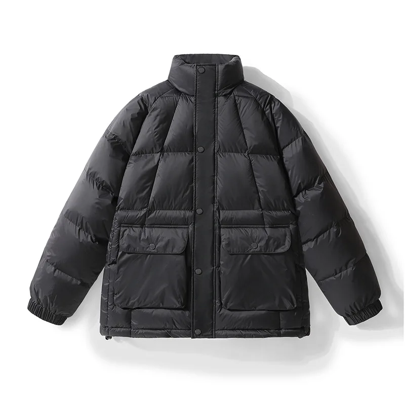 Men's Winter Casual Thick Warm Standing Collar Cotton Coat Youth Trendy Workwear Jacket