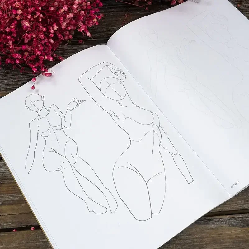 Anime Characters Tracing Sketch Hand Painted Tutorial Book Human Body Structure Dynamic Copy Practice Line Draft Practice Books