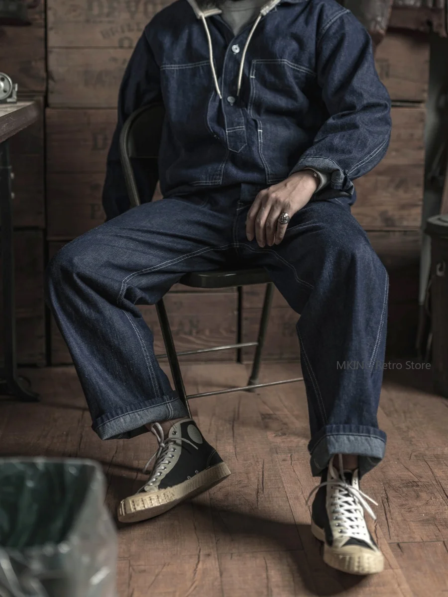

Rugged Bronson M-35 Handyman Overalls 10oz Primary Color Selvedge Denim CCC Nursing Head Pants