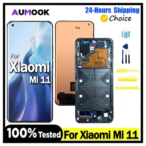6.81' OEM Display For Xiaomi Mi 11 LCD Display Touch Screen Digitizer for Xiaomi Mi 11 M2011K2C M2011K2G LCD Screen Replacement