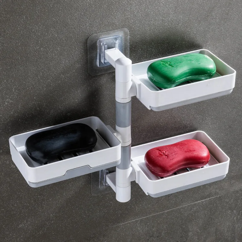 3 Layers Rotating Creative Draining Soap Holder Bathroom Soap Hanging Rack Wall Organizer bathroom organizer closet organizer