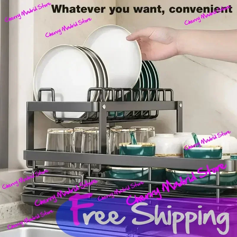 Kitchen Organizer Dish Rack Stainless Steel Kitchen Stands Kitchen Accessories Organizer Shelf Multifunctional Bowls Drying Rack