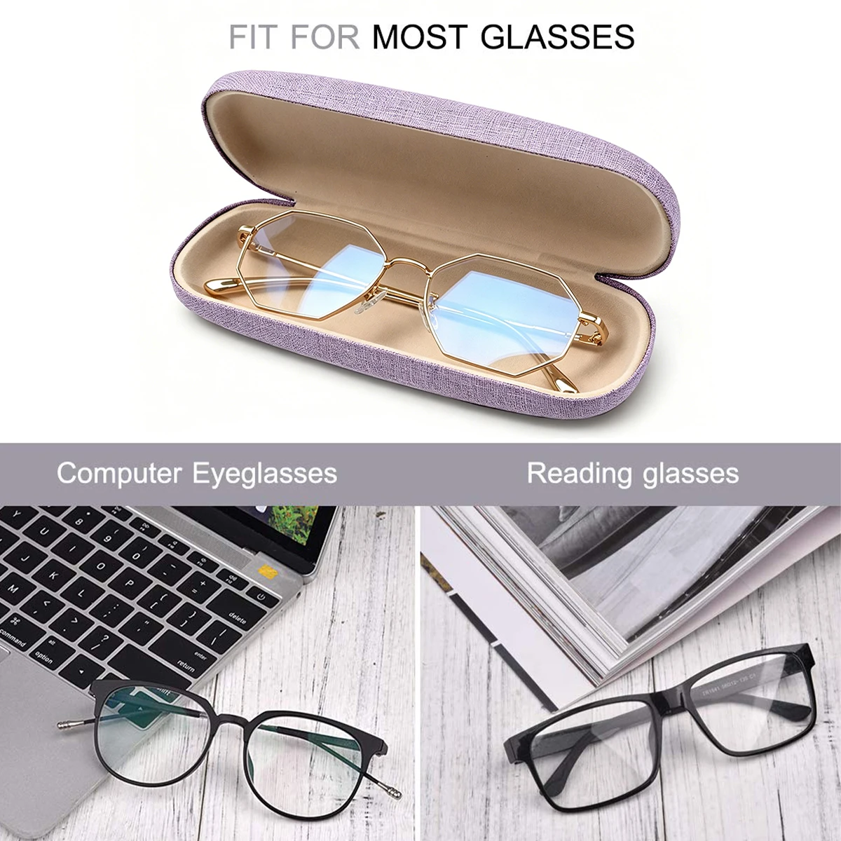 Hard Shell Eyeglasses Case Protector Linen Fabrics Large Glasses Case Concise PH1