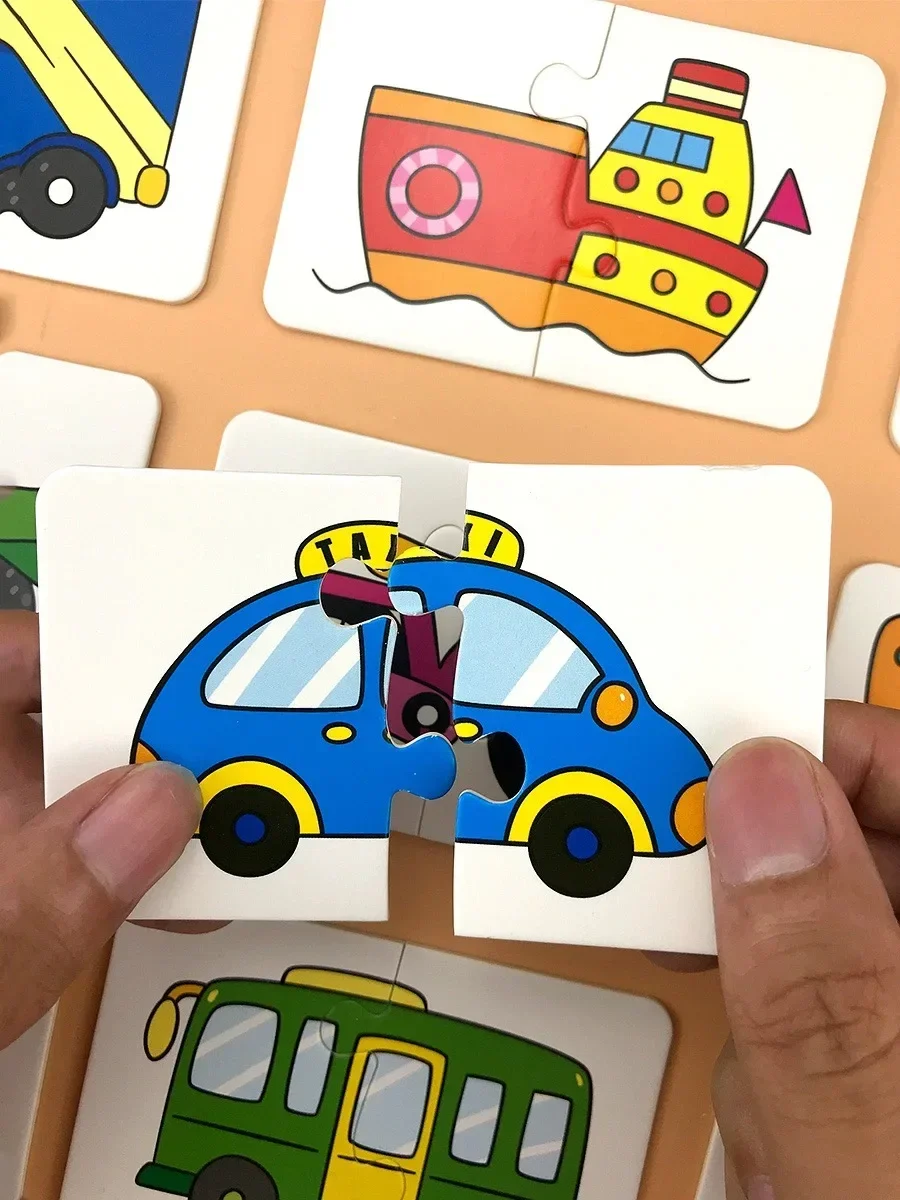 32Pcs 몬테소리 유아 카드 매칭 게임 조기 교육 퍼즐 장난감 만화 퍼즐 장난감 색상 모양인지 훈련 선물