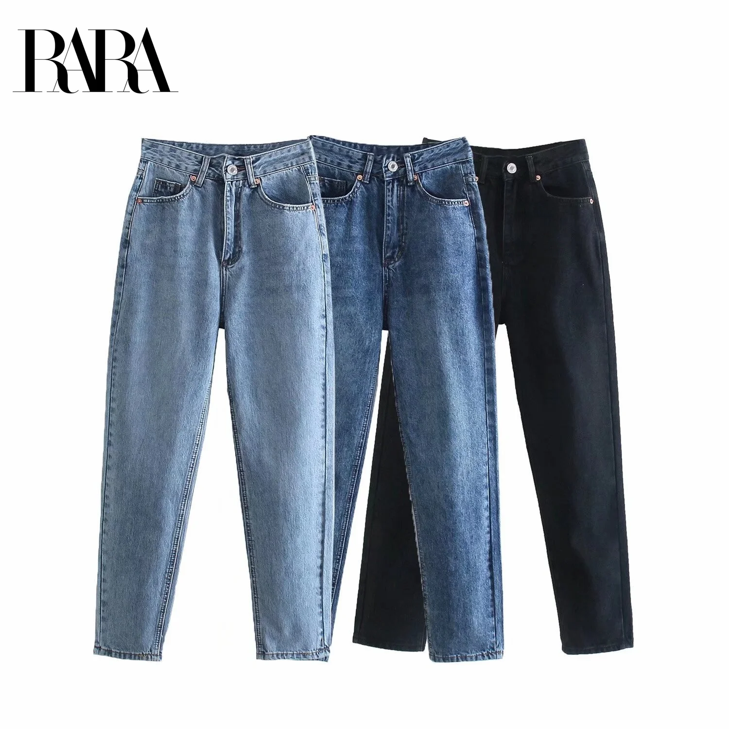 

RARA2025 Womens Summer New Style Casual Fashion Minimalist Versatile High Waist Loose Comfortable Ankle Denim Pants