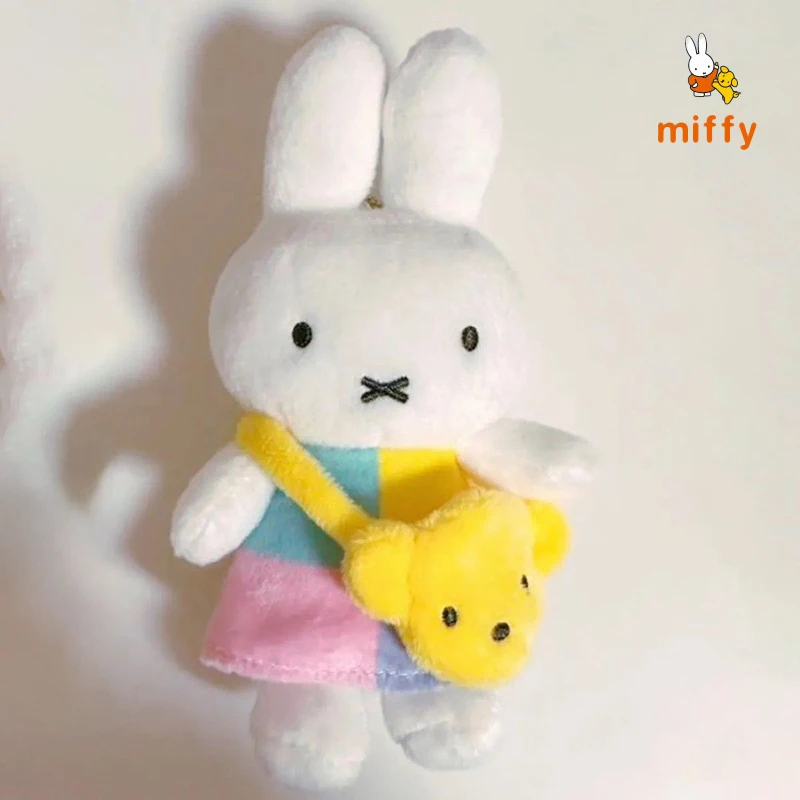 

Мягкая игрушка-брелок Kawaii Miffy: плюшевый мультяшный кукол-антистресс, модный аксессуар для рюкзака, милый аниме-подвес, подарок для девочки