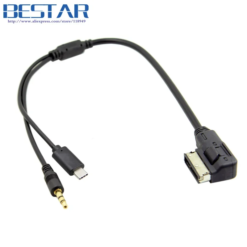 Media In AMI MDI To Stereo 3.5mm 3.5 Mm Audio & USB-C Type C USB 3.1 Aux Adapter Cable For Car VW AUDI 2014 A4 A6 Q5 Q7