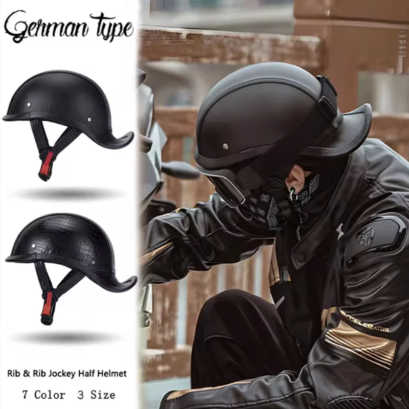 

Стильный винтажный летний осенний стиль, черный кожаный полумотоциклетный шлем, ультра легкий, сертифицированный DOT для ежедневных поездок