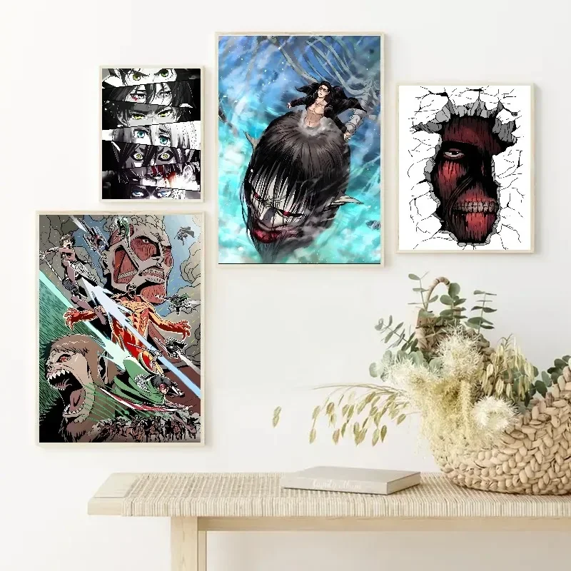 Popular Japanese Anime Attack on Titan Poster Wall Art for Picture Coffee House Bar Living Room Home Wall Decor Canvas Painting