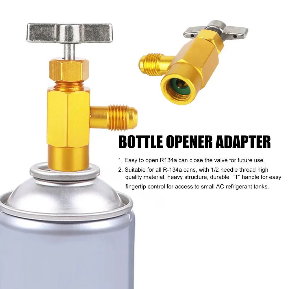 Car Air Conditioner Auto 1/4 Thread Adapter Can Dispensing Bottle 1/2 ACME Car Accessories R-134a Refrigerant Tap Opener Valve