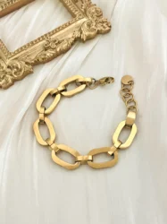 May@RZ Simple Stainless Steel Chain Bracelet For Men And Women's Fashion Jewelry 14K Plated Waterproof Bracelet Chic Accessories
