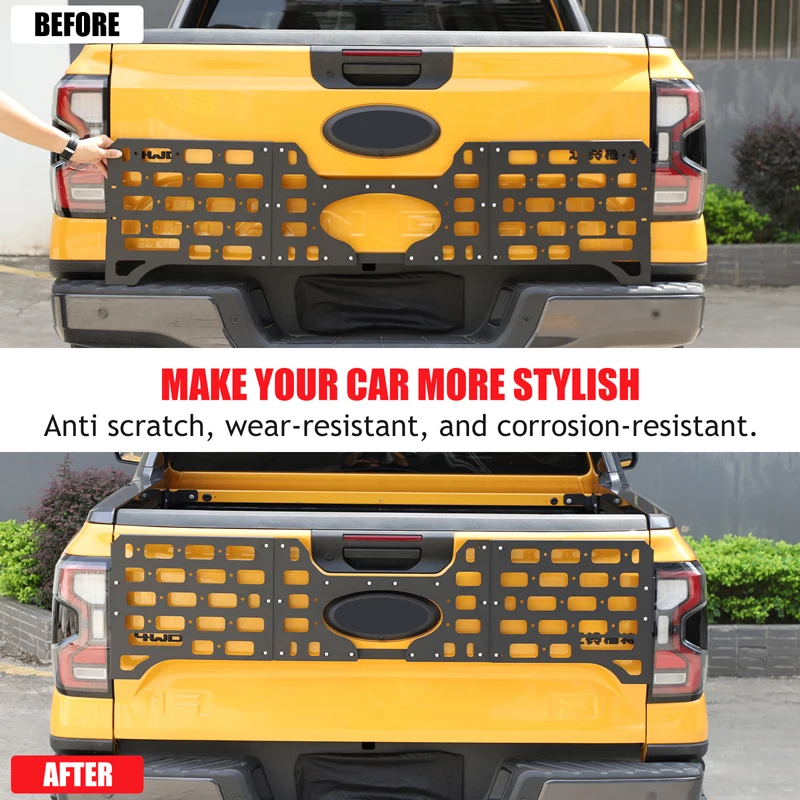 For Ford Ranger 2023+ Aluminum alloy black car tailgate outer tool hanging plate car exterior modification accessories