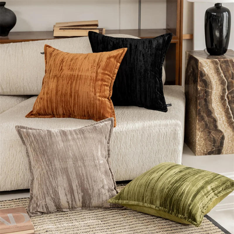 Velvet Decorative Throw Decorative Pillow Cover Soft Solid Square Cushion Case for Couch Dark Coffee 18 X 18 Inches 45 X 45 Cm