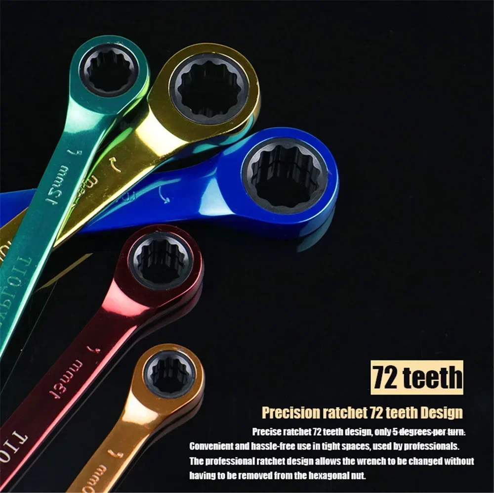 Imagem -03 - Multi-function Ratchet Hex Key Dual-purpose Open Movable Wrench Ferramentas Manuais Acessórios de Hardware mm 10 mm 12 mm 13 mm 14 mm 17 mm 19 mm Cor