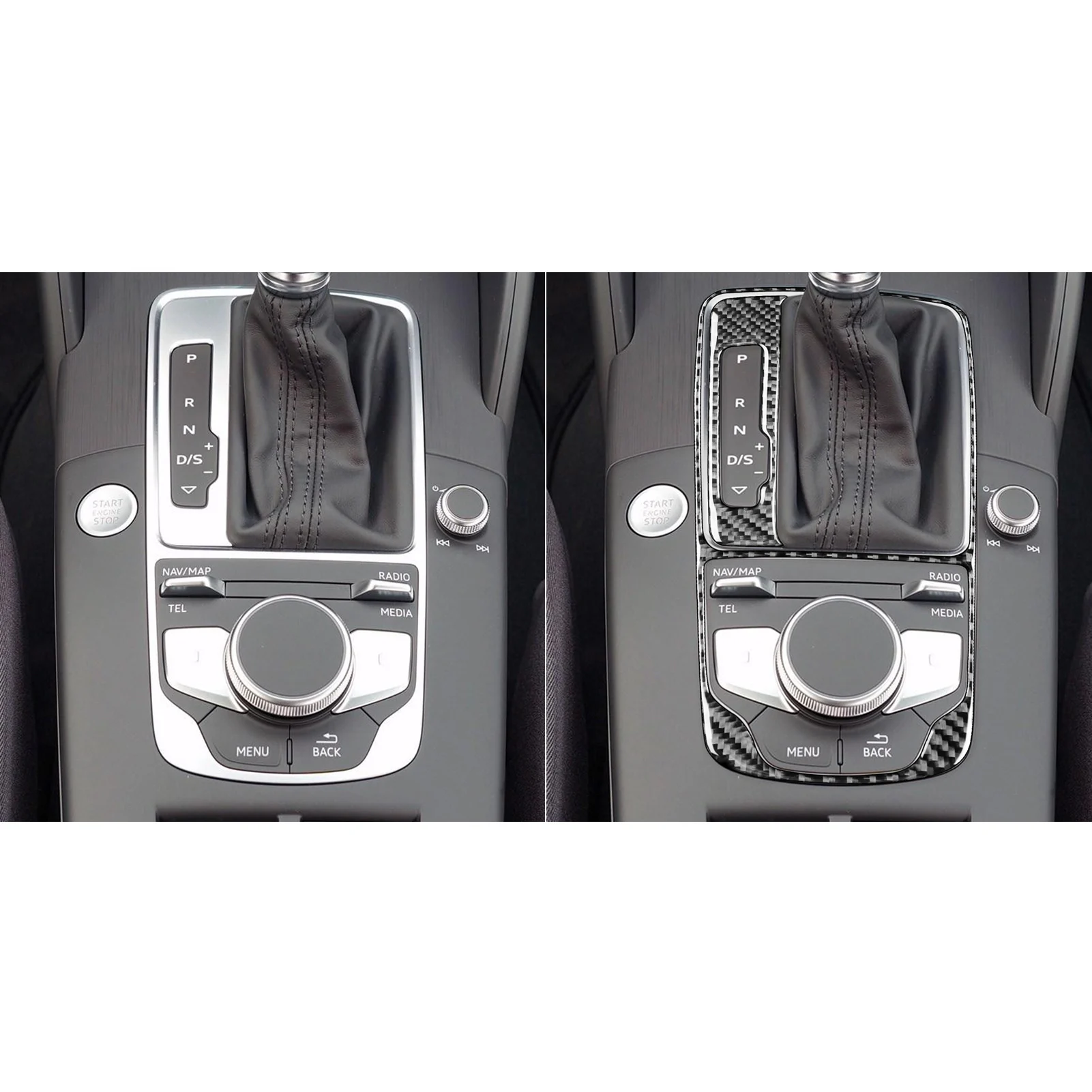 For Audi A3 S3 RS3 8V 2013-2019 Carbon Fiber Centre Gear Shift Panel Trim Cover Car Interior Accessories Decorative Stickers