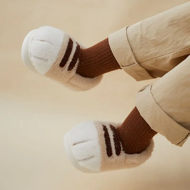 Neue Flauschige Katzenpfoten-Hausschuhe für Damen, Warme Winter-Pantoffeln, Lustige Flauschige Tierpfoten-Innenschuhe – Detail 31