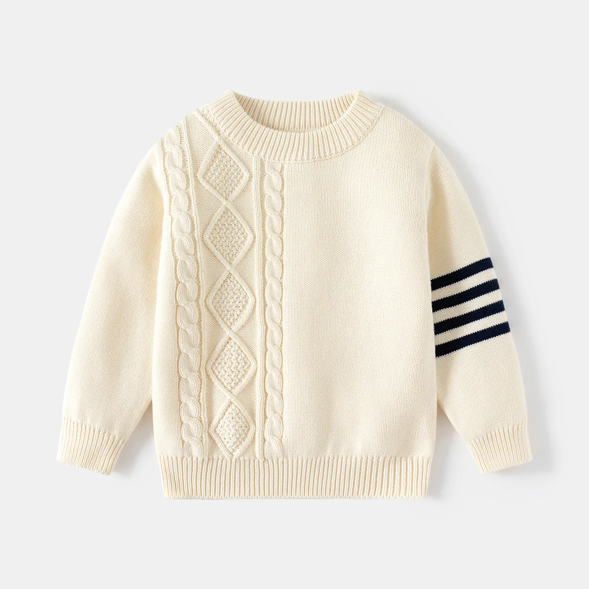 2024 Boys Sweater Pullover Korean Edition Autumn and Winter Boys Striped Knitted Sweater Fashion Children's Sweater