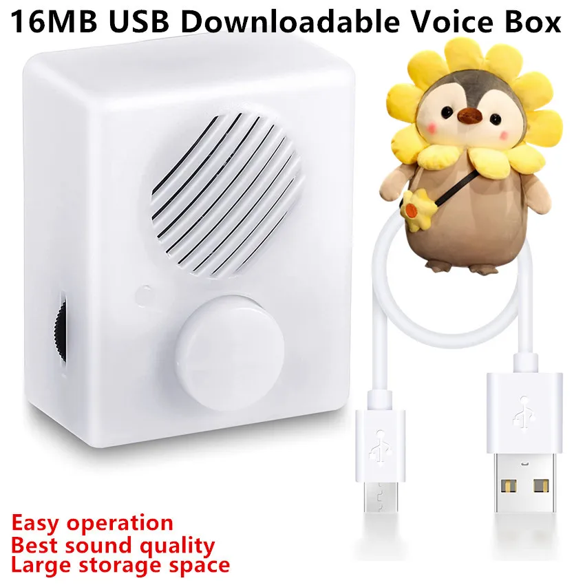 

16M Music Box for Stuffed Animals 960 Seconds Push Button Sound Box USB Voice Box Playing Button Device for Personalized Message