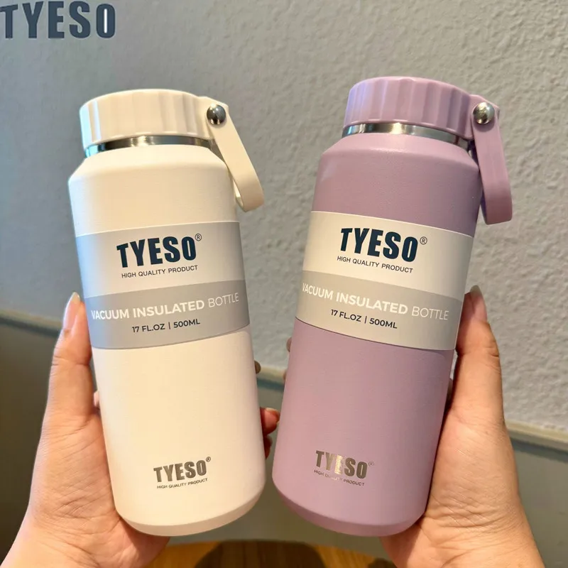 Tyeso Large Capacity Insulated Easy-Pull Cup Sport Water Bottle for Men and Women with Handle Portable Travel Mug Hydration