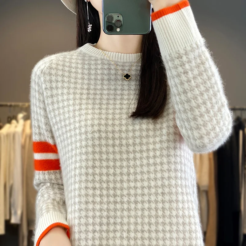 

100 Wool Sweater Women's Pullover Winter Thickened 2024 New Loose Versatile Base Sweater Round Neck Knitted Sweater Sweater