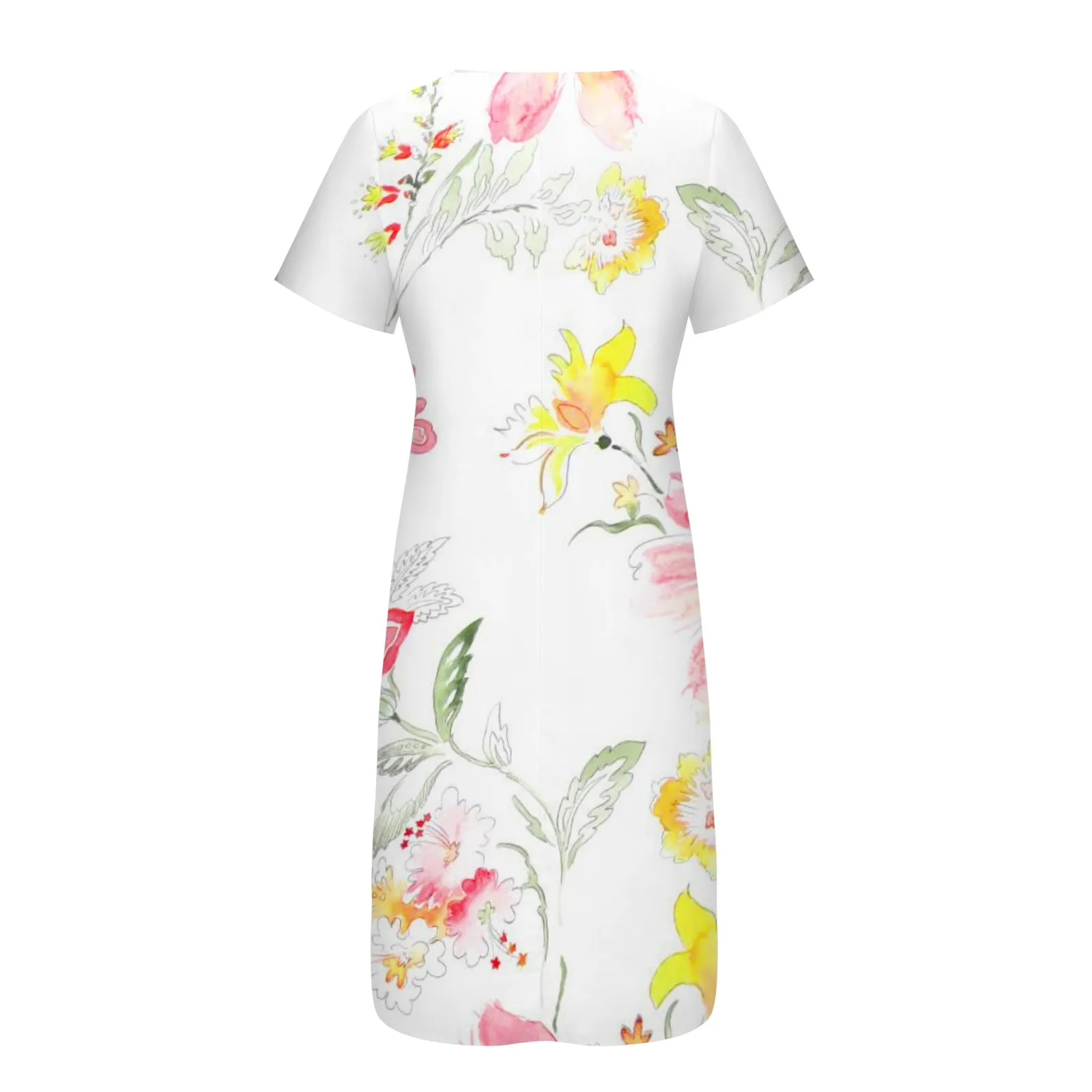 Robe mi-longue boutonnée à manches courtes pour femmes, robe vintage décontractée, imprimé floral adt, robe de soirée pour dames, élégante, vacances d'été