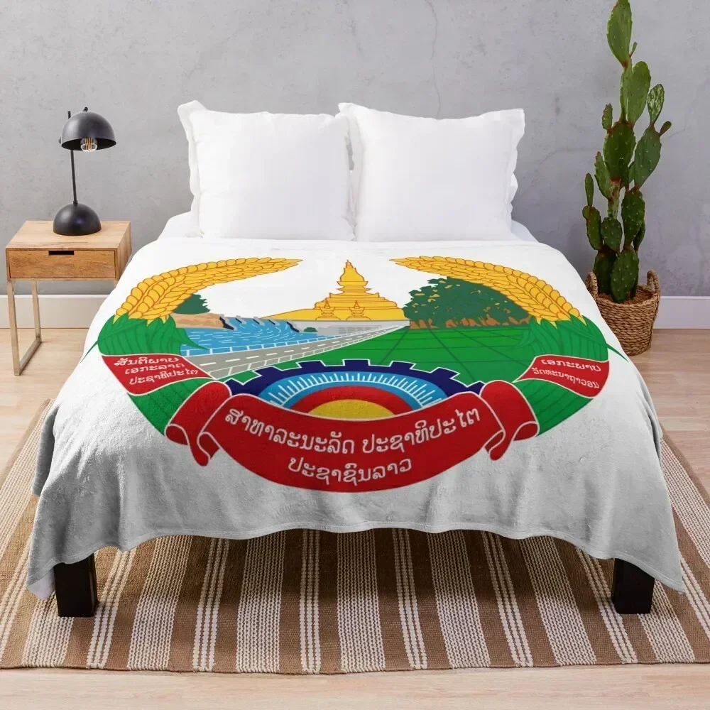 

Emblem of Laos Throw Blanket Stylish Decor Blanket Gift for Friends Roommate