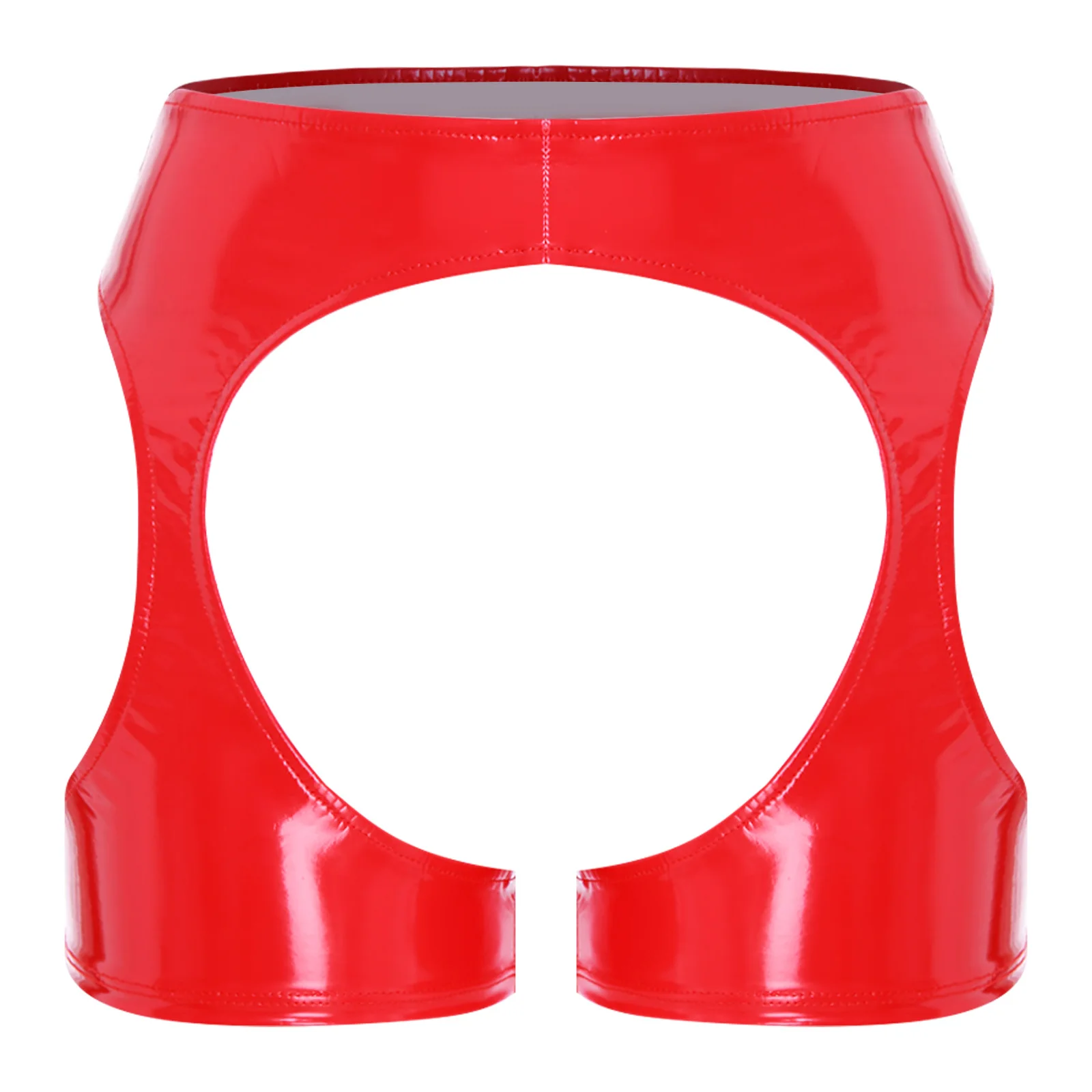 

Women Lingerie Open Butt Shorts Thigh Hollow Out Bodycon Boxer Shorts Patent Leather Hot Shorts for Lingerie Flirting Underpants