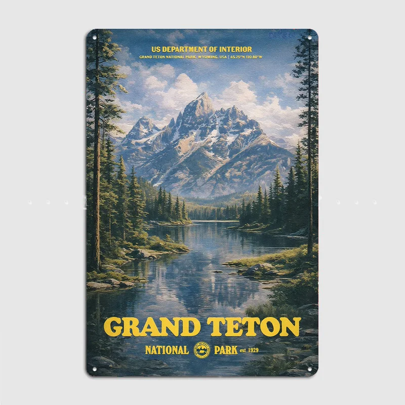 Grand Teton National Park Metal Custom Sign Living Room Wall Indoor Decor Room Decoration Bedroom Posters Home Decor