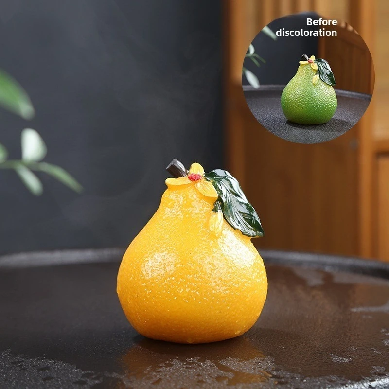 Color Change Pomelo Cabbage Pig Tea Pet Mini Figurine Kung Fu Tea Table Household Living Room Craft Decor Gift Accessory