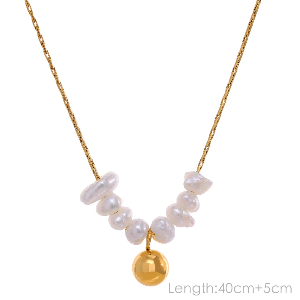 Yhpup Anlauffreie natürliche Perlen, schicke, exquisite Halskette, dünne Kette, Edelstahl, minimalistischer Charm-Kragen, Schmuck für Damen