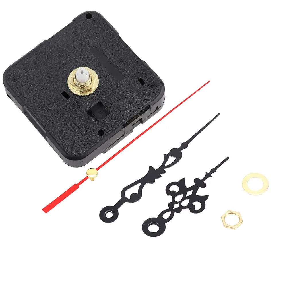 Black Color Quartz Clock Movement Shaft length 13mm Battery Powered Clock Repair Kit 2.2x2.2x0.63in Mute Mechanism