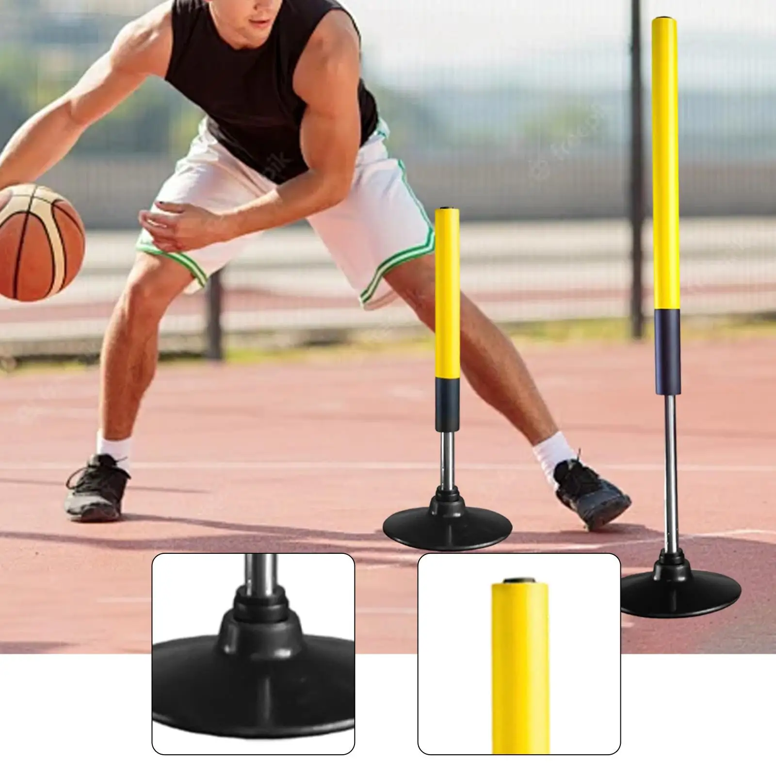 معدات تدريب كرة السلة على شكل عمود خفة الحركة، كرة سلة متعددة الاستخدامات وسهلة التخزين