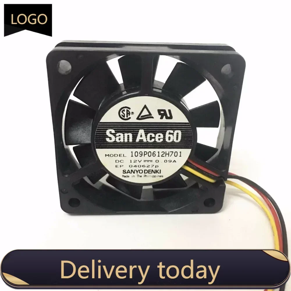 pa  Sanyo Denki 6015 60MM 109P0612H701 DC12V 0.09A 60*60*15MM Cooling fan For Server Computer case with 3wires
