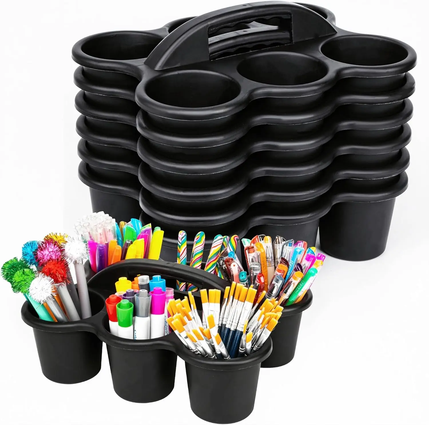 

6 Pack Classroom Caddy For School,Kidsroom,Pencil Holder,Plastic Cup Caddies for Drink Delivery,Cleaning Caddy Organization For